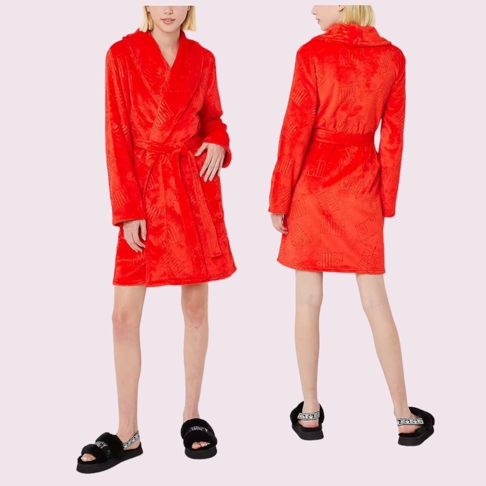 Juicy Couture Red Embossed Logo Short Robe